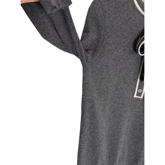 J. Crew Collection Cashmere 1/2 Button Tie Neck Sweater Grey-sz Small - Picture 5 of 8